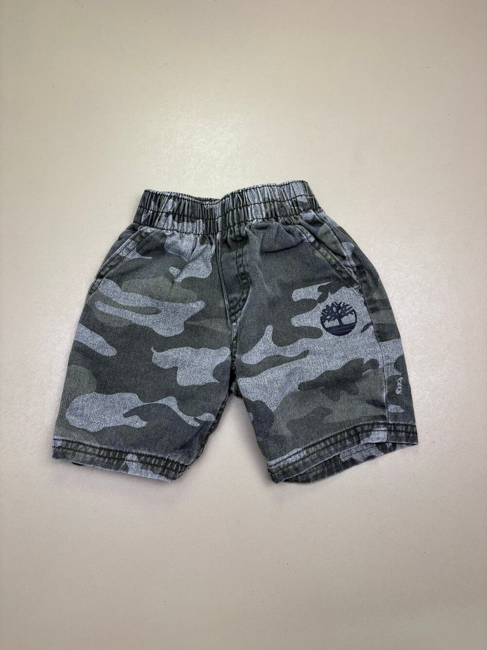 Timberland Toddler Camo Shorts 2T Gray Green Camouflage Pull On Cotton Logo